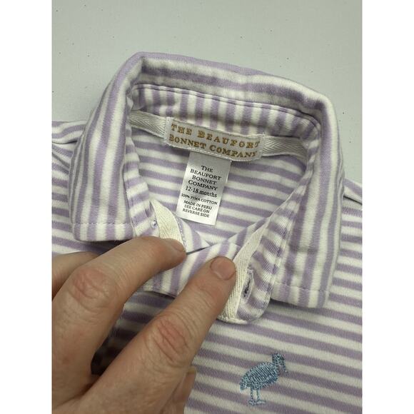 Beaufort Bonnet Striped Collared Purple and White Striped Shirt - Picture 4 of 4